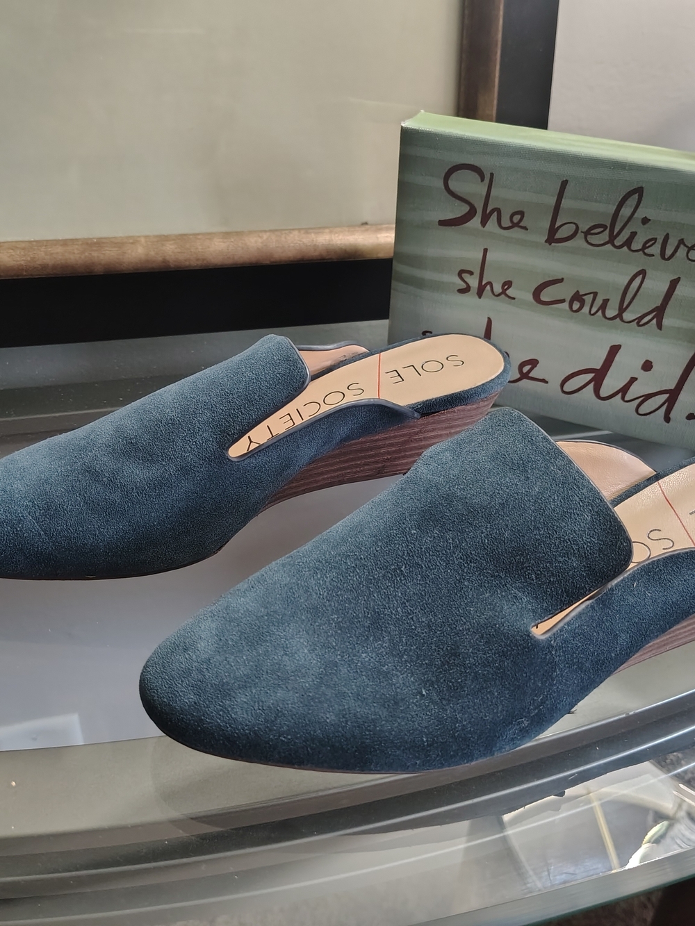Sole Society Teal Suede Slip-On Mules - Picture 2 of 6